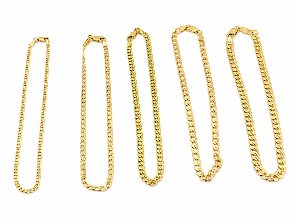 Tobilleras de Oro de 10k, Estilos de Eslabones Cubanos-Italianos